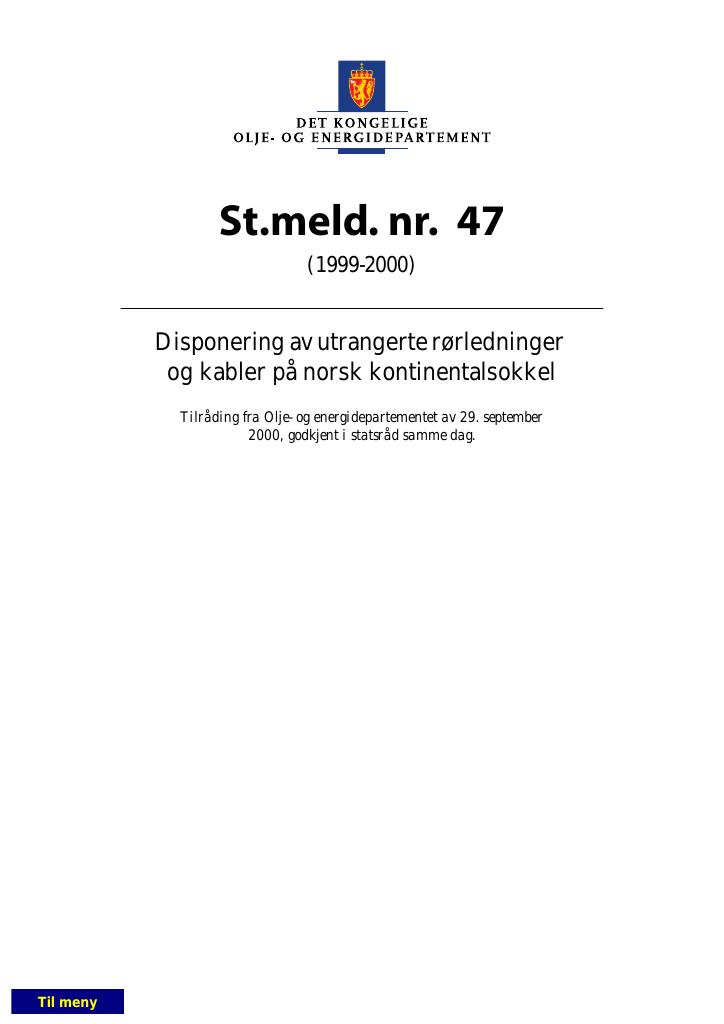 Forsiden av dokumentet St.meld. nr. 47 (1999-2000)