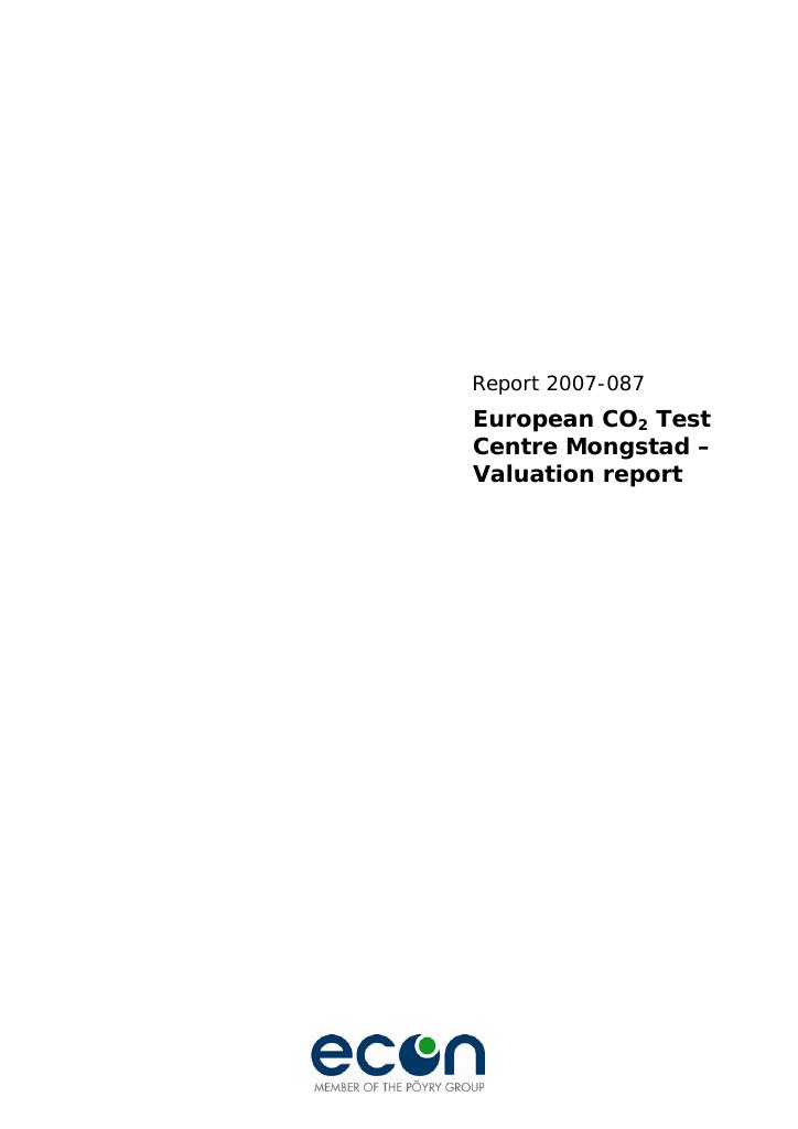 Forsiden av dokumentet European CO2 Test Centre Mongstad