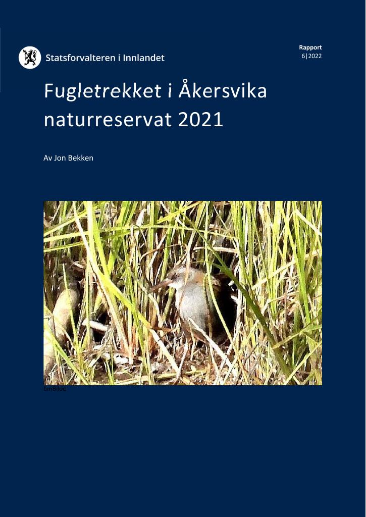 Forsiden av dokumentet Fugletrekket i Åkersvika naturreservat 2021