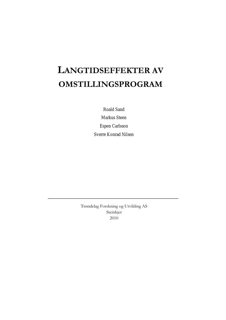 Forsiden av dokumentet Langtidseffekter av omstillingsprogram