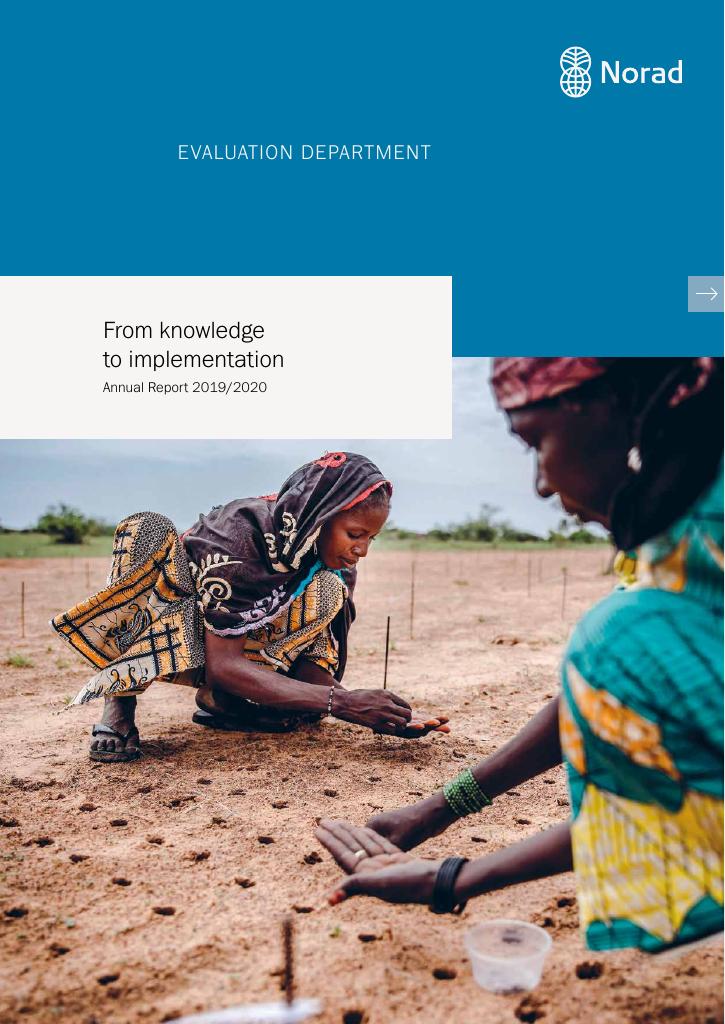 Forsiden av dokumentet Annual Report 2019/2020 From knowledge to implementation