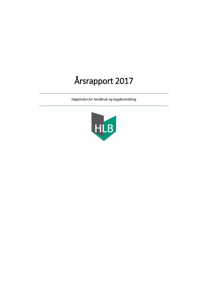 Forsiden av dokumentet Årsrapport Høgskulen for grøn utvikling 2017