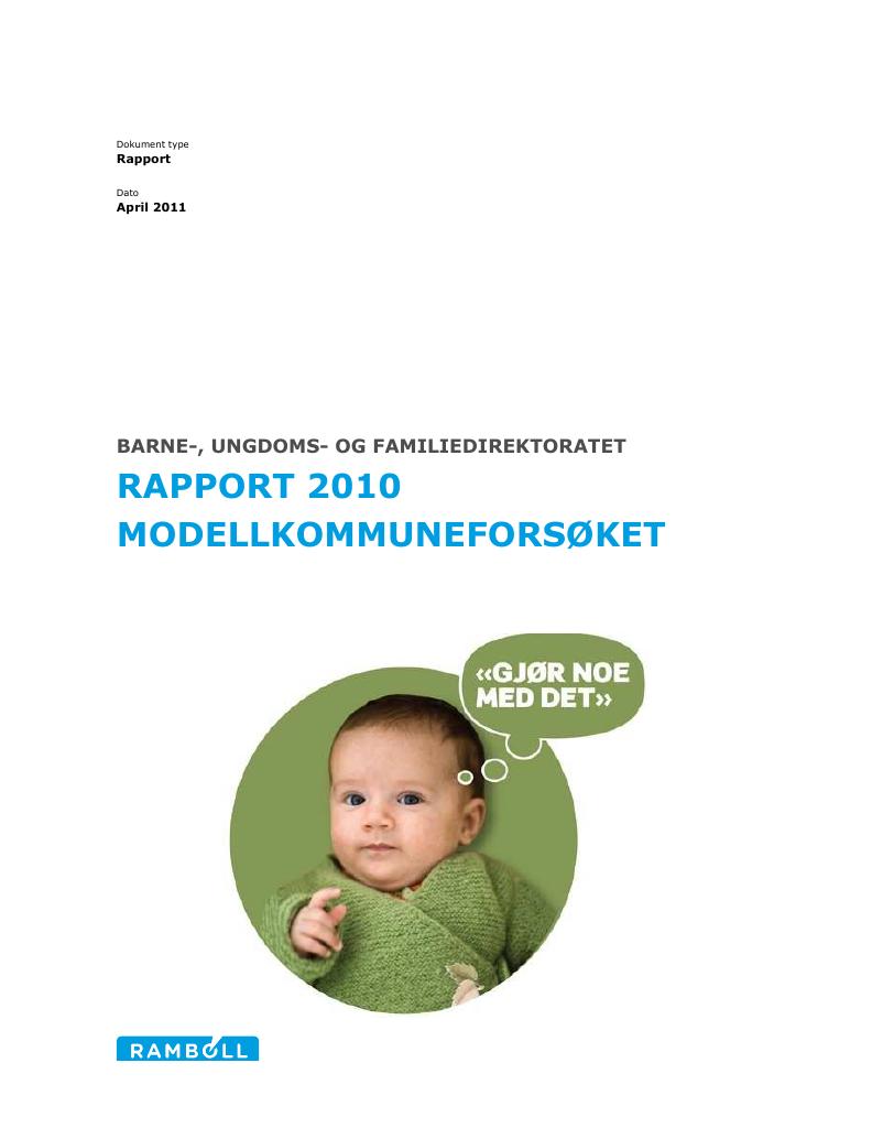 Forsiden av dokumentet Modellkommuneforsøket. Rapport 2010