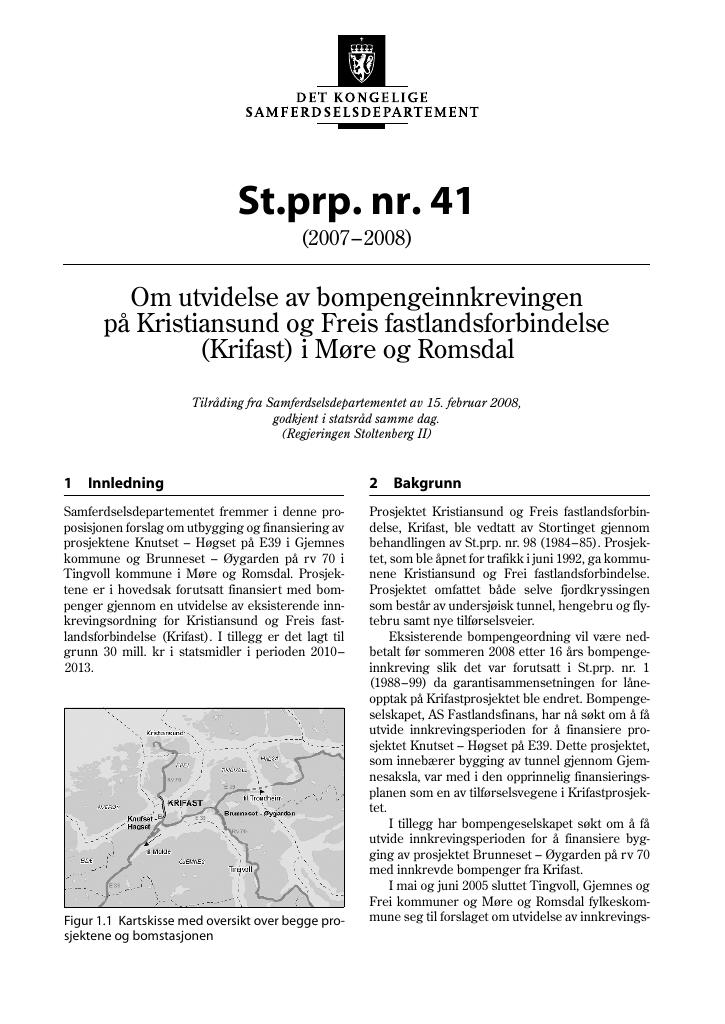 Forsiden av dokumentet St.prp. nr. 41 (2007-2008)