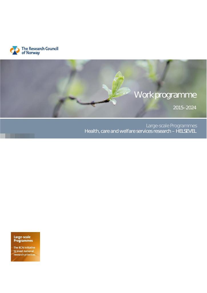 Forsiden av dokumentet Work Programme 2015-2024