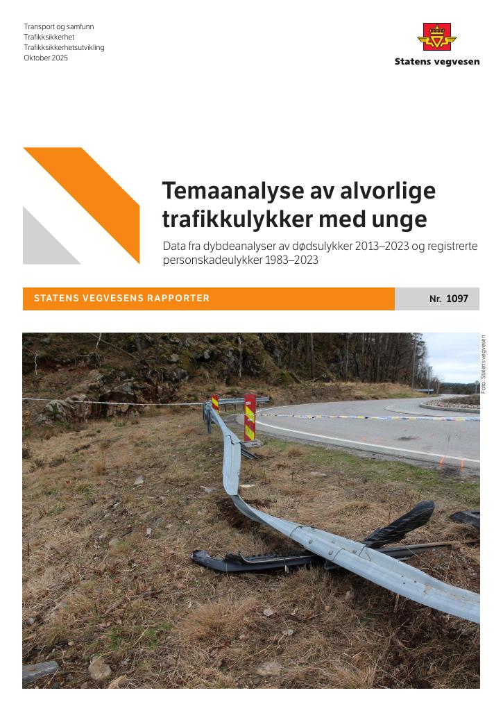 Forsiden av dokumentet Temaanalyse av alvorlige trafikkulykker med unge