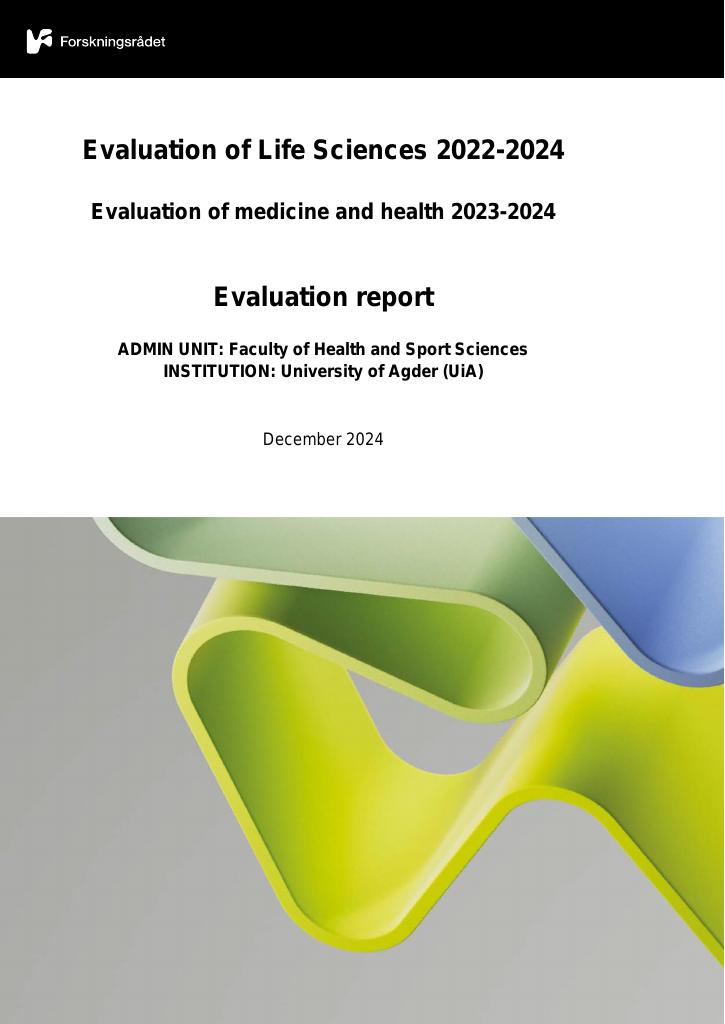 Forsiden av dokumentet Evaluation of medicine and health 2023-2024 University of Agder (UiA) : Faculty of Health and Sport Sciences