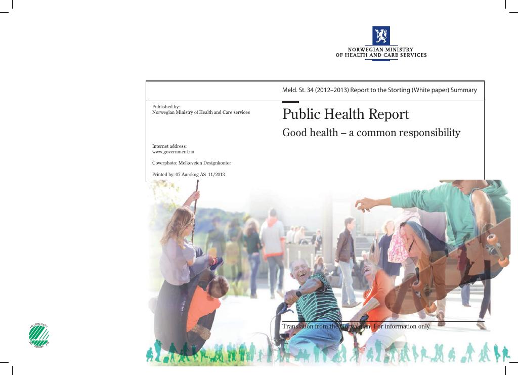 Forsiden av dokumentet Meld. St. 34 (2012–2013) Public Health Report