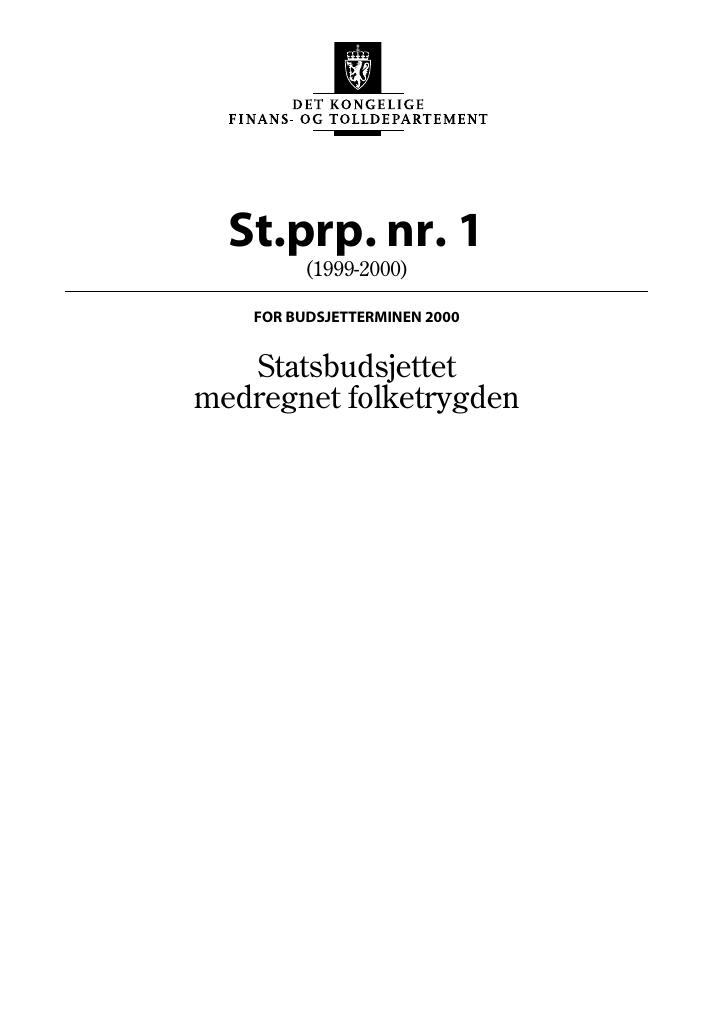 Forsiden av dokumentet St.prp. nr. 1 (1999-2000)