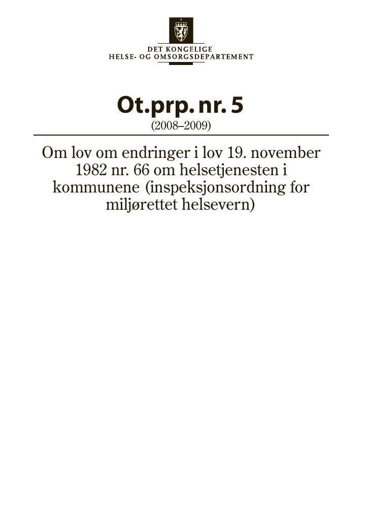 Forsiden av dokumentet Ot.prp. nr. 5 (2008-2009)