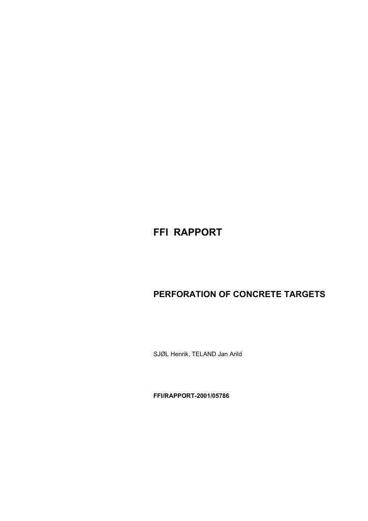 Forsiden av dokumentet Perforation of concrete targets