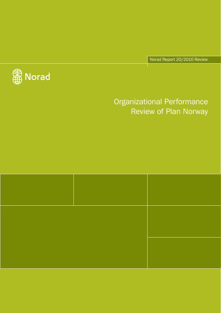 Forsiden av dokumentet Organizational Performance Review of Plan Norway