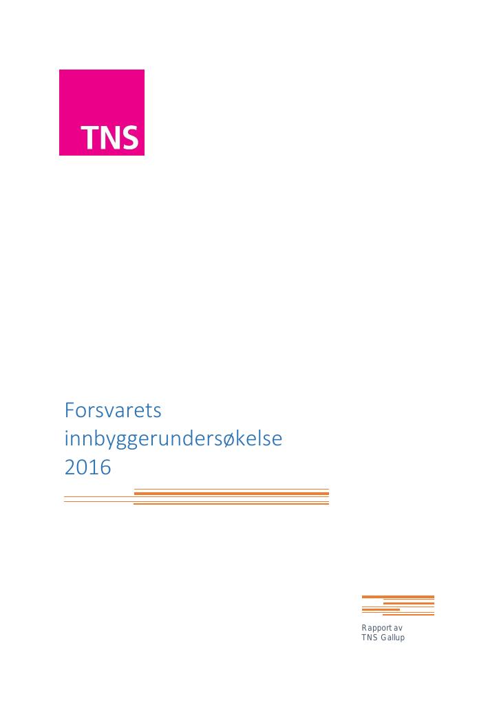 Forsiden av dokumentet Forsvarets innbyggerundersøkelse 2016