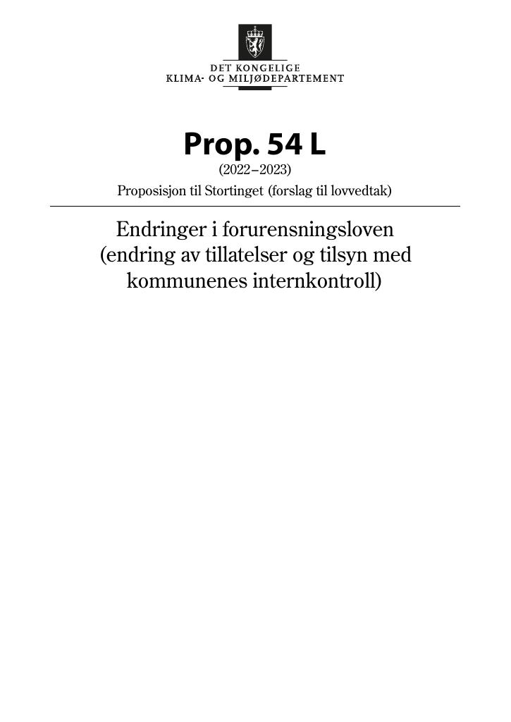 Forsiden av dokumentet Prop. 54 L (2022–2023)