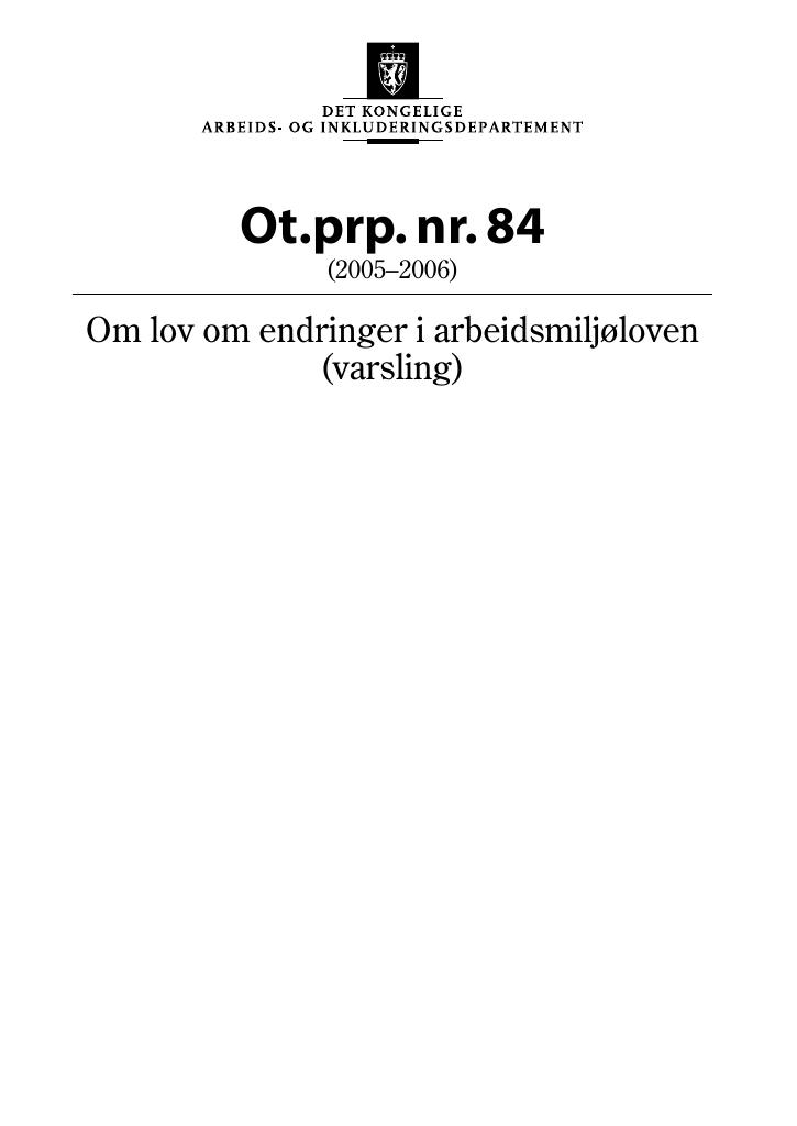 Forsiden av dokumentet Ot.prp. nr. 84 (2005-2006)