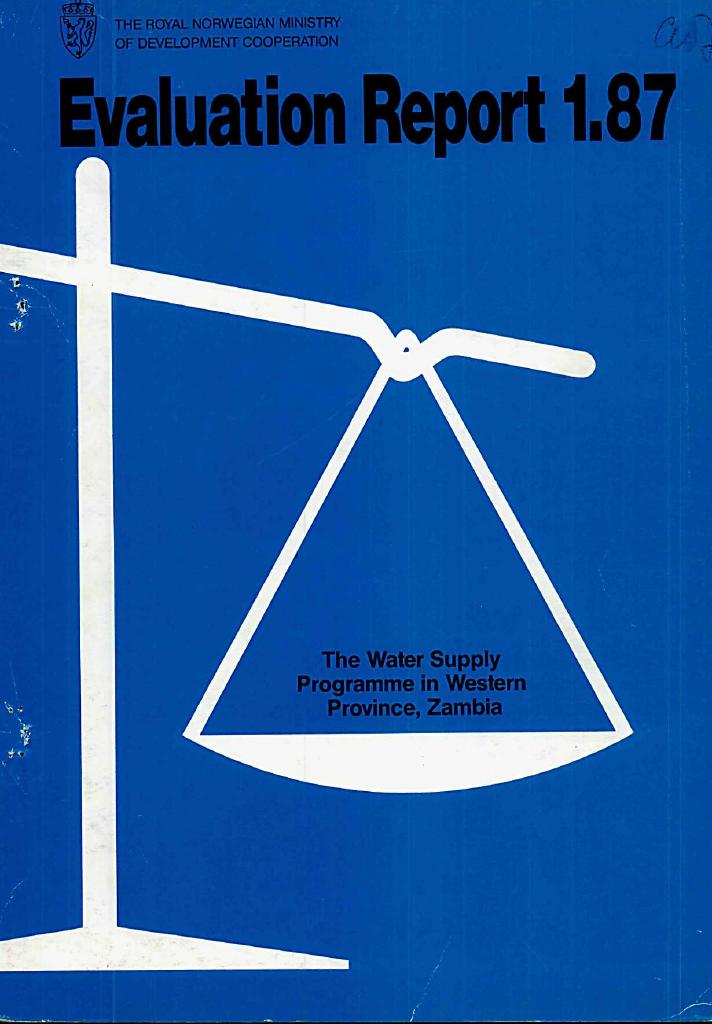 Forsiden av dokumentet Evaluation of the Water Supply Programme in Western Province, Zambia