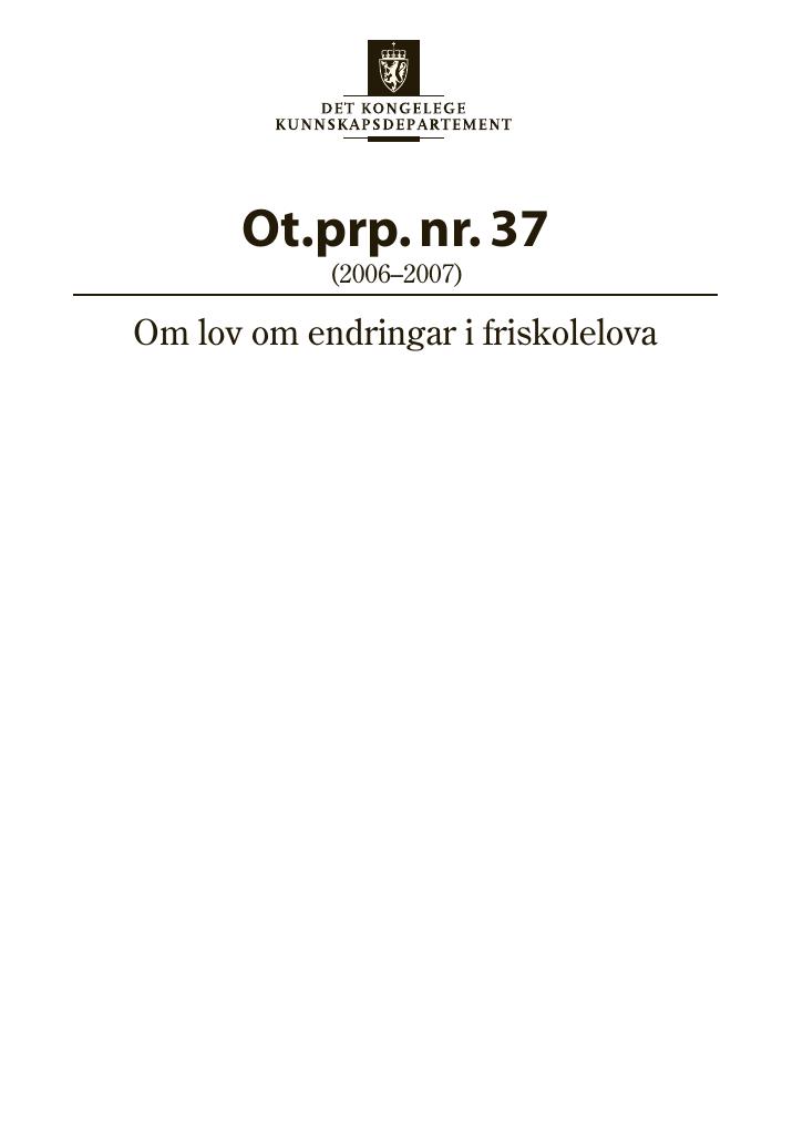Forsiden av dokumentet Ot.prp. nr. 37 (2006-2007)