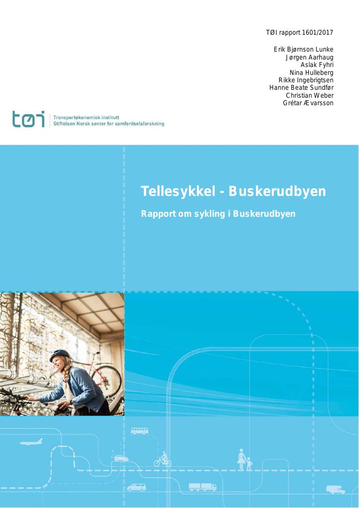 Forsiden av dokumentet Tellesykkel – Buskerudbyen : Rapport om sykling i Buskerudbyen