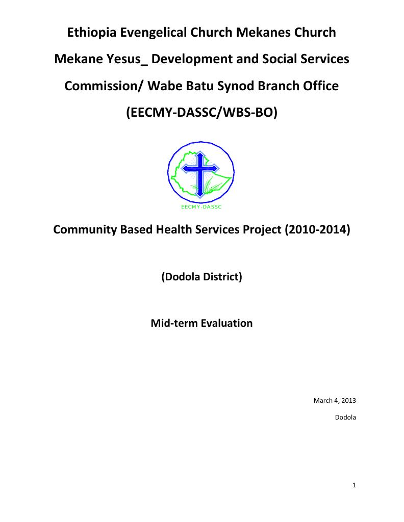 Forsiden av dokumentet Midterm evaluation Report 2012; Wabe Batu Synod - Community Based Health Service Project (WBS-CBHSP)