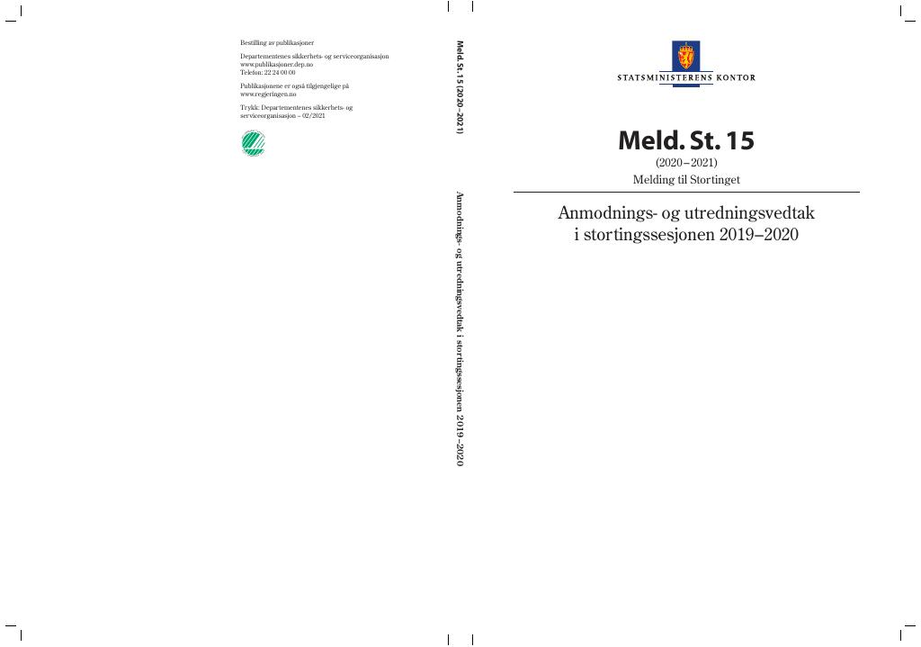 Forsiden av dokumentet Meld. St. 15 (2020–2021)