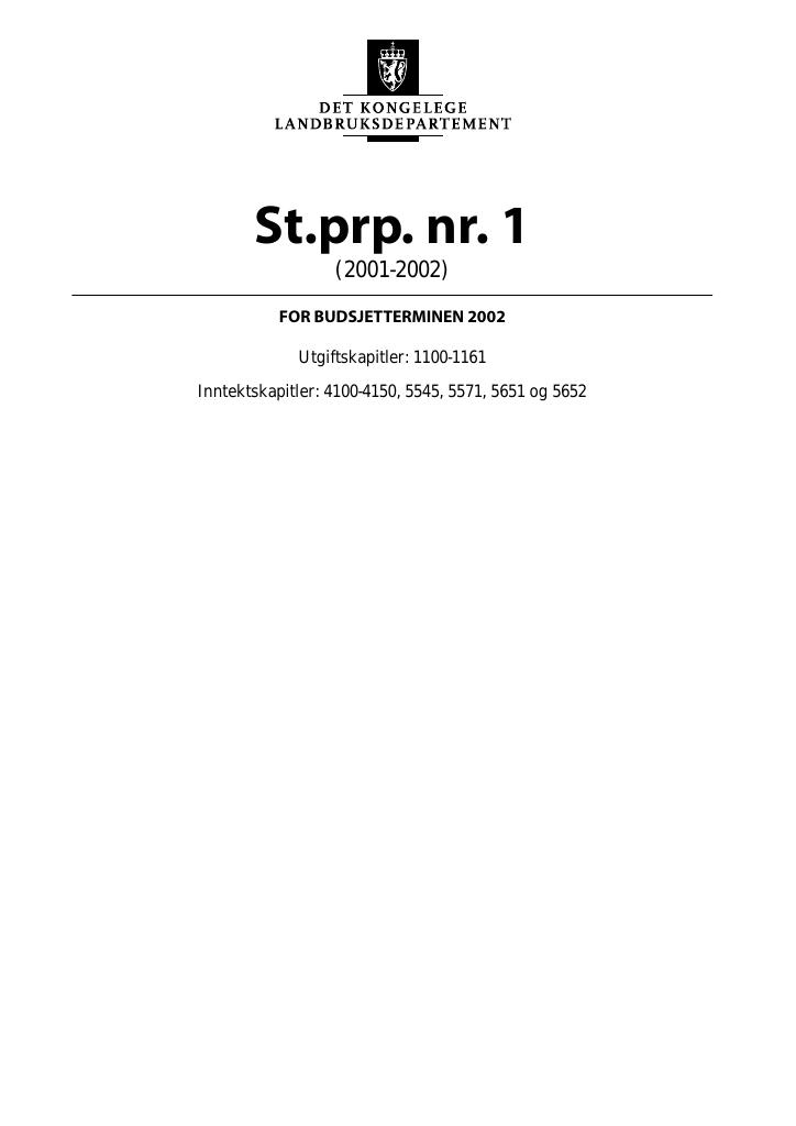 Forsiden av dokumentet St.prp. nr. 01 (2001-2002)