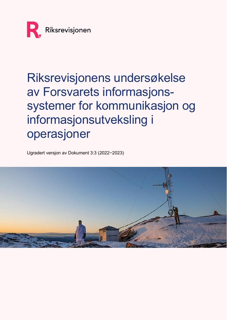 Forsiden av dokumentet Forsvarets informasjonssystemer til bruk i operasjoner