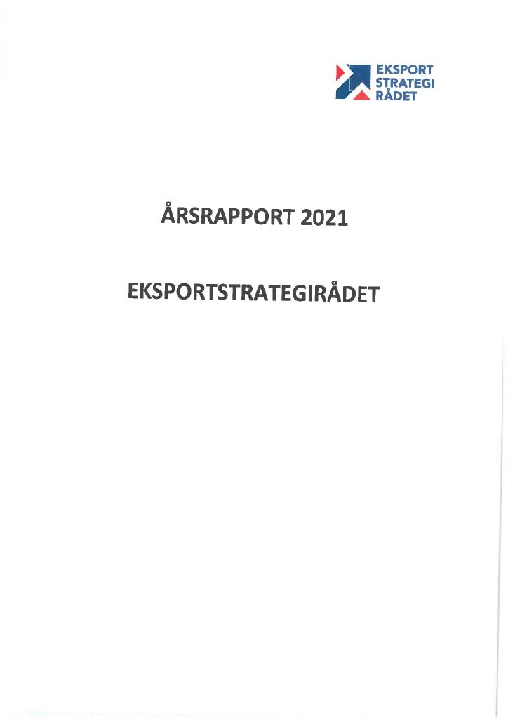 Forsiden av dokumentet Årsrapport Eksportstrategirådet 2021