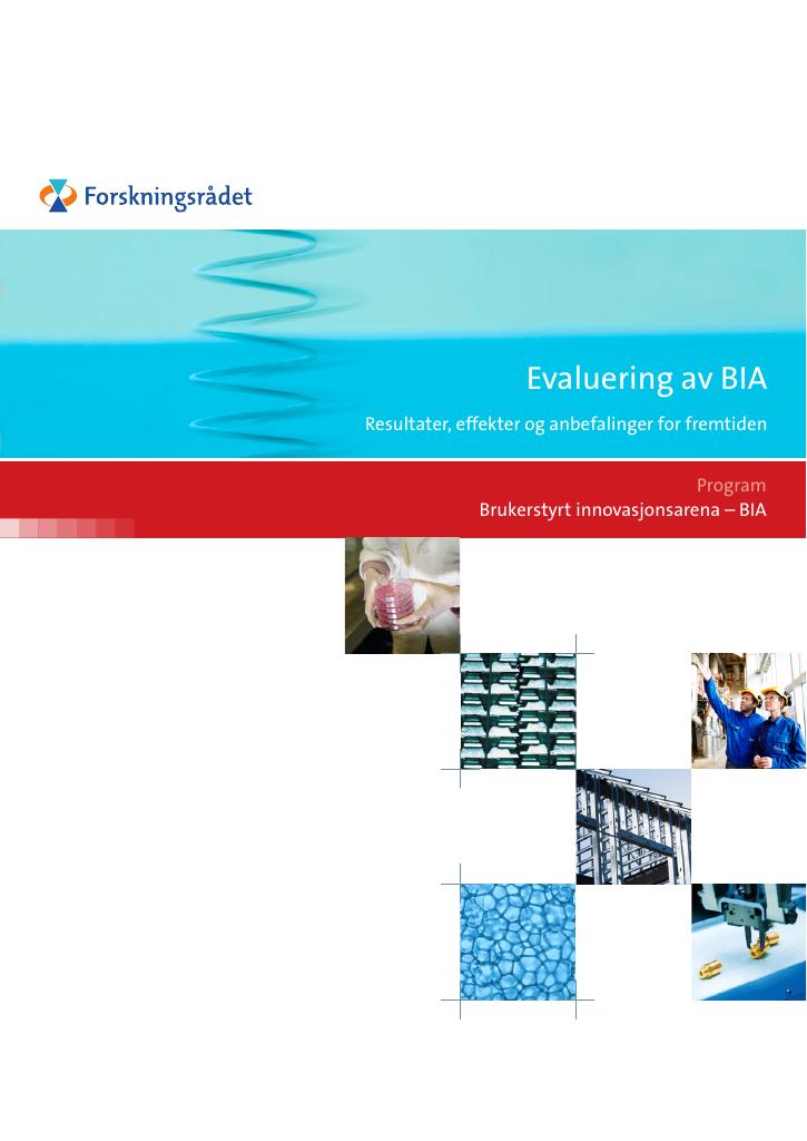 Forsiden av dokumentet Evaluering av BIA