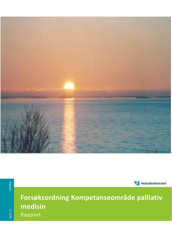 Forsiden av dokumentet Forsøksordning Kompetanseområde palliativ medisin