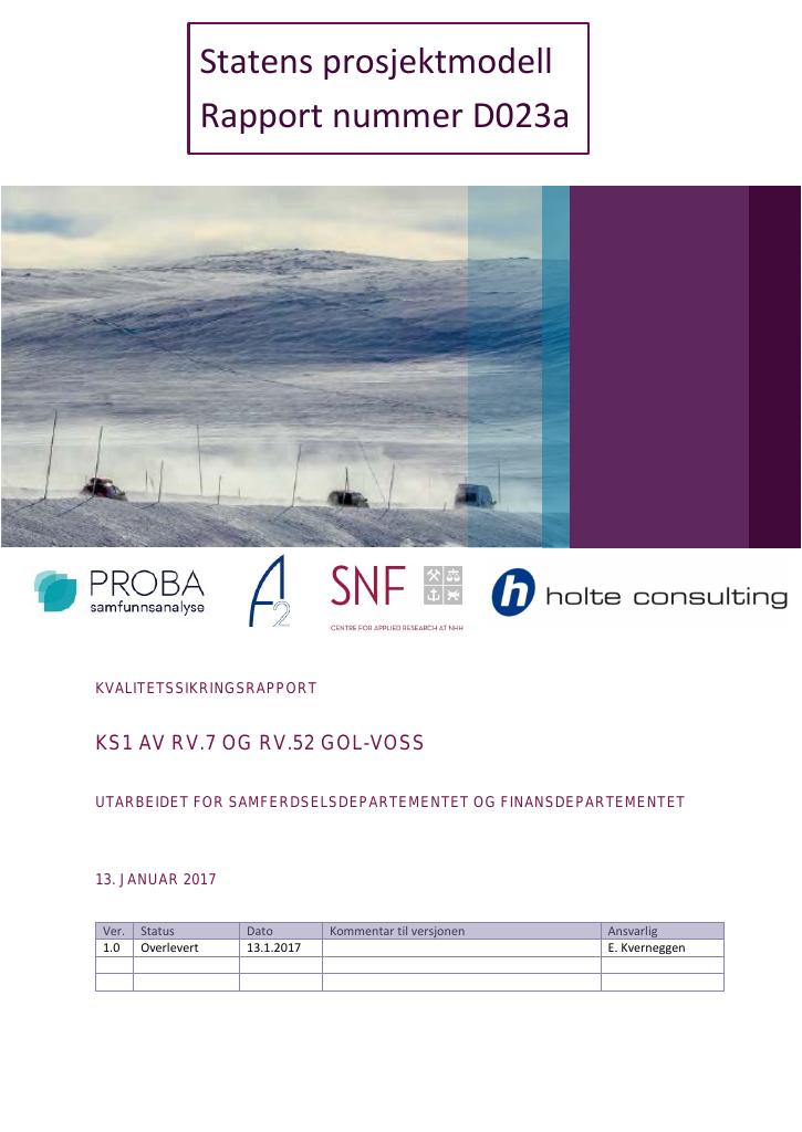 Forsiden av dokumentet Rv 7 Hardangervidda og Rv 52 Gol-Voss