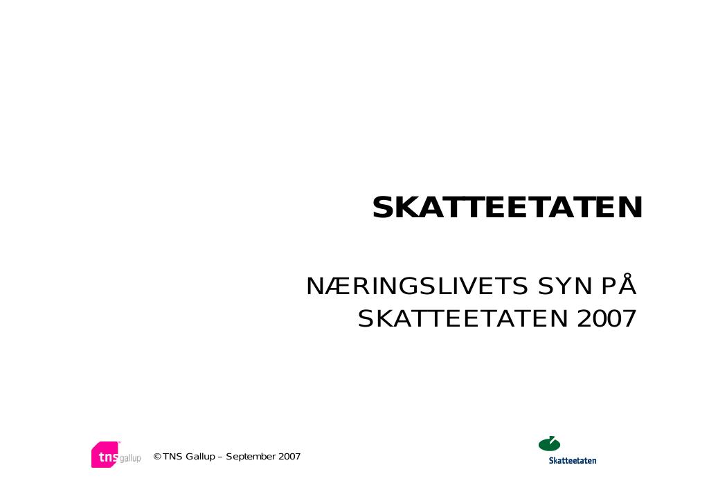 Forsiden av dokumentet Næringslivets syn på Skatteetaten 2007