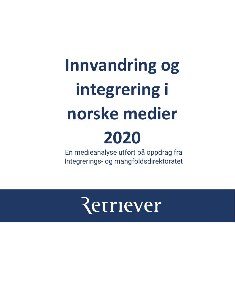 Forsiden av dokumentet Innvandring og integrering i norske medier 2020