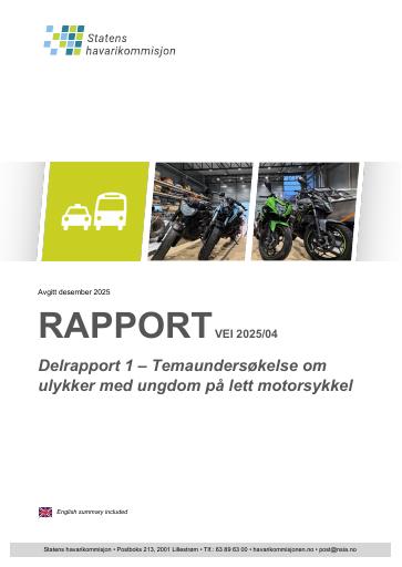 Forsiden av dokumentet Delrapport 1 – Temaundersøkelse om ulykker med ungdom på lett motorsykkel