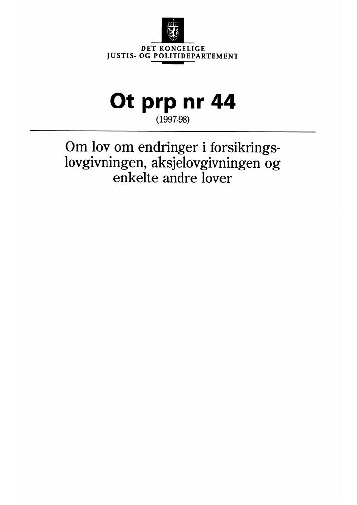 Forsiden av dokumentet Ot.prp. nr. 44 (1997-98)