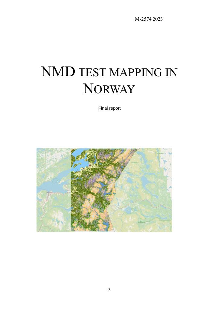 Forsiden av dokumentet NMD test mapping in Norway: Final report