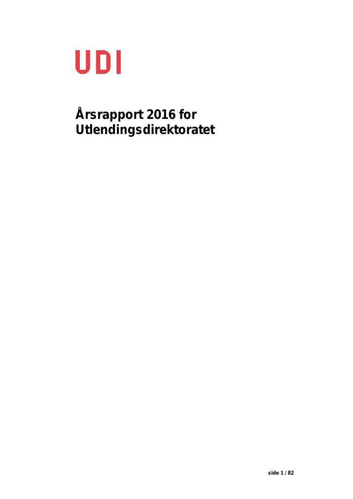 Forsiden av dokumentet Årsrapport Utlendingsdirektoratet 2016