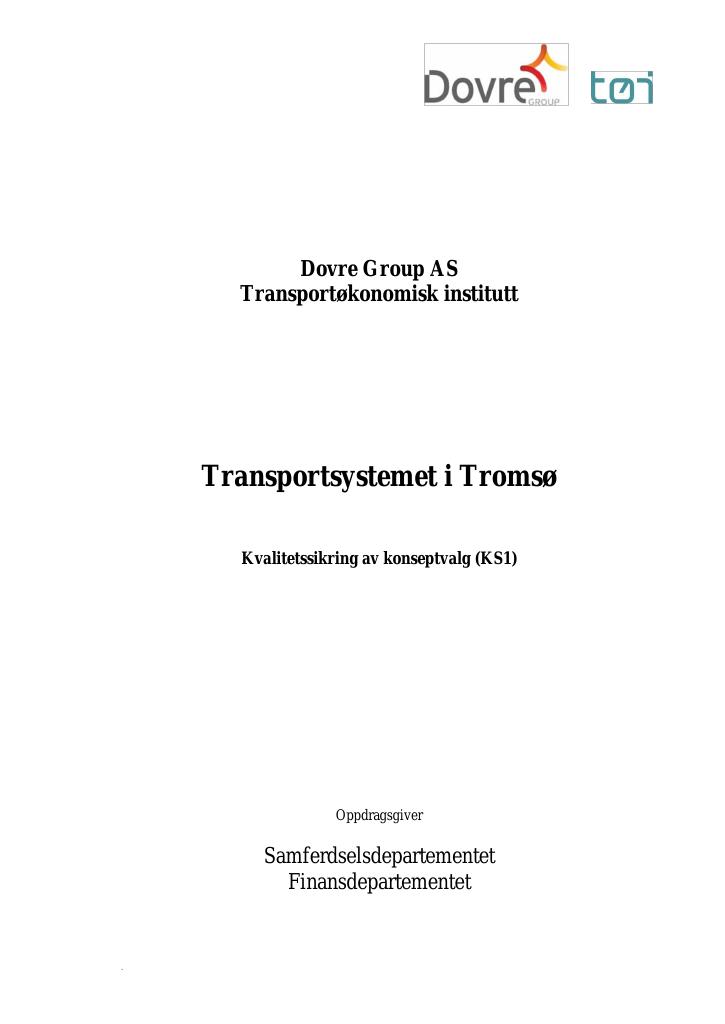 Forsiden av dokumentet Transportsystemet i Tromsø
