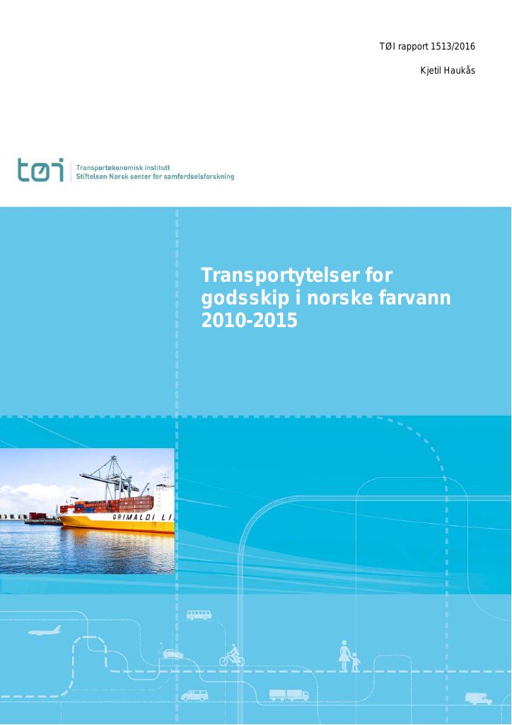 Forsiden av dokumentet Transportytelser for godsskip i  norske farvann 2010-2015