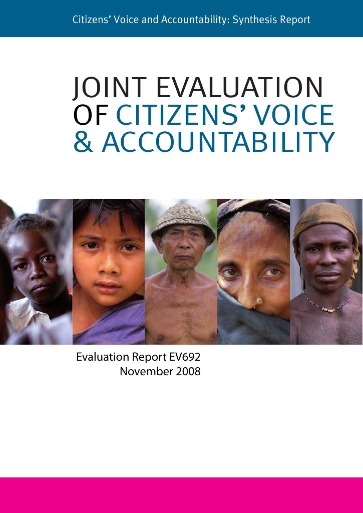 Forsiden av dokumentet Joint Evaluation of Citizens’ Voice and Accountability
