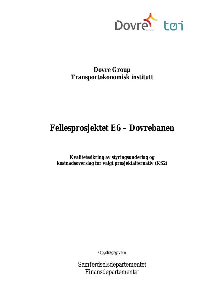 Forsiden av dokumentet Fellesprosjektet E6 Dovrebanen