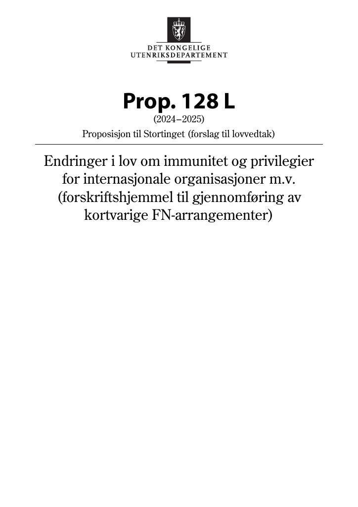 Forsiden av dokumentet Prop. 128 L (2024–2025)