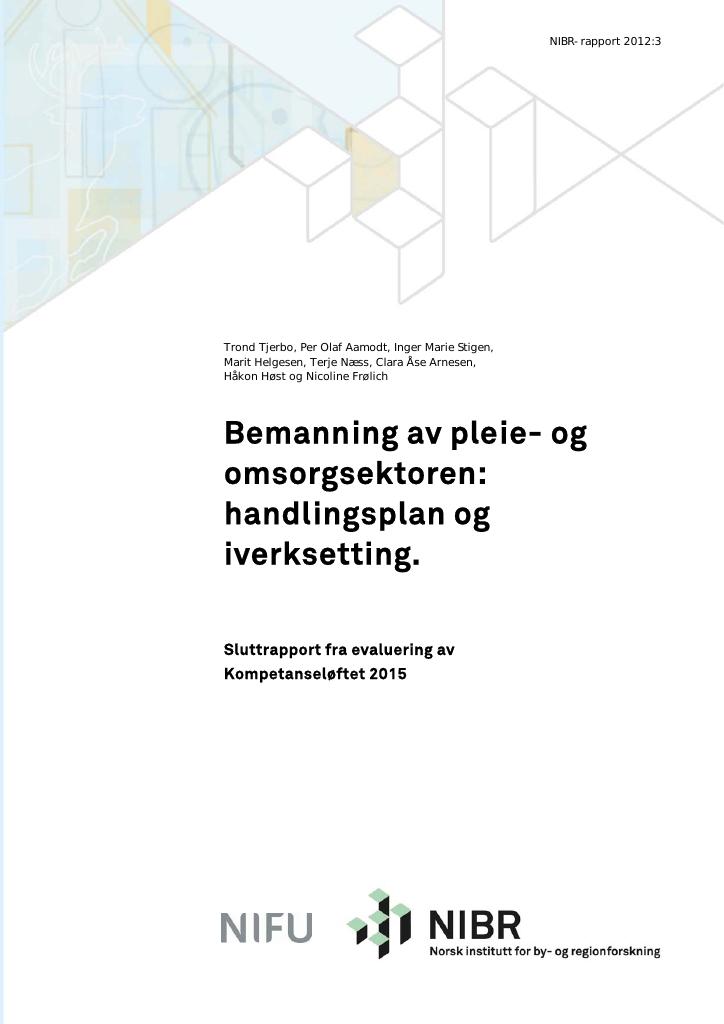 Forsiden av dokumentet Bemanning av pleie- og omsorgsektoren