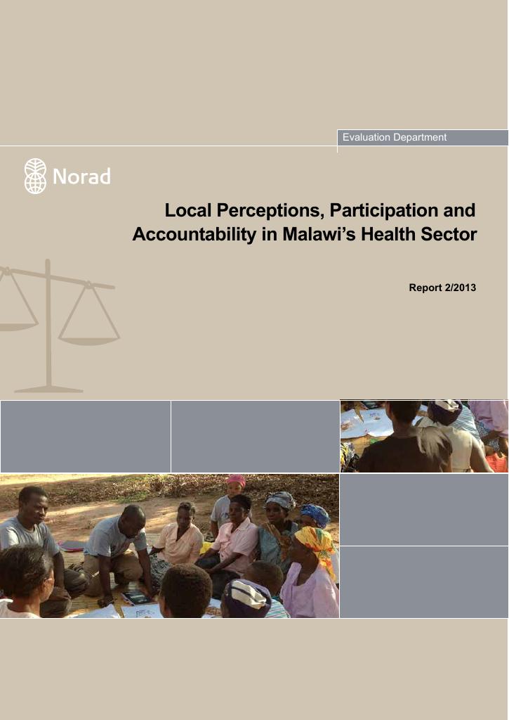 Forsiden av dokumentet Local perceptions, participation and accountability in Malawi's health sector