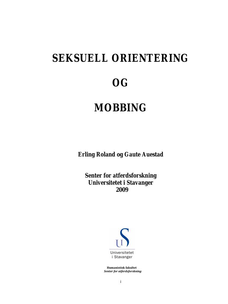 Forsiden av dokumentet Seksuell orientering og mobbing, 2009