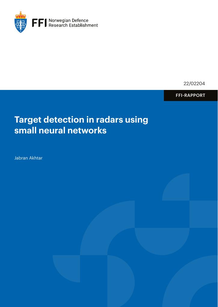 Forsiden av dokumentet Target detection in radars using small neural networks