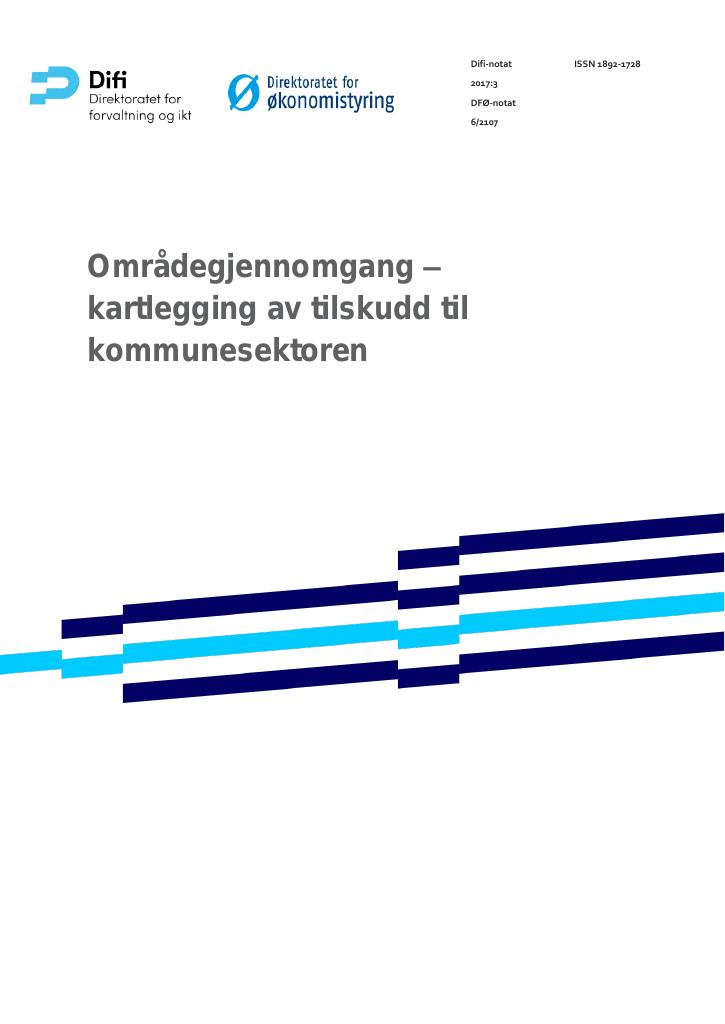 Forsiden av dokumentet Områdegjennomgang – kartlegging av tilskudd til kommunesektoren