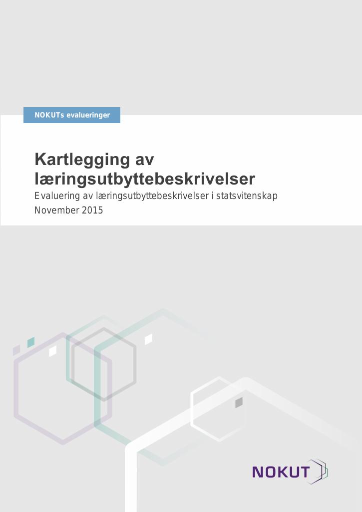 Forsiden av dokumentet Kartlegging av læringsutbyttebeskrivelser