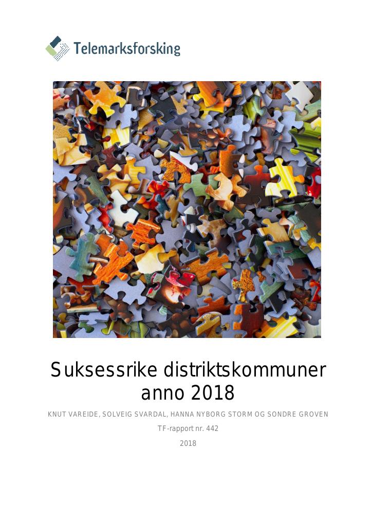 Forsiden av dokumentet Suksessrike distriktskommuner anno 2018