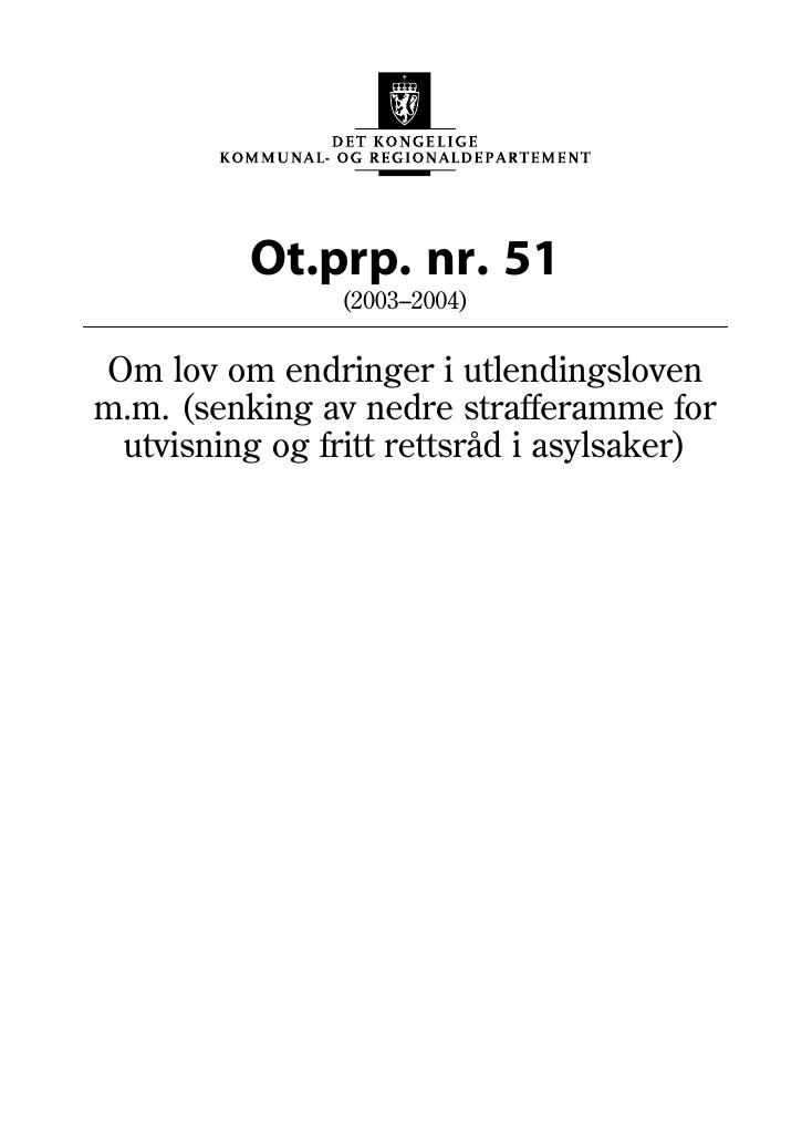 Forsiden av dokumentet Ot.prp. nr. 51 (2003-2004)