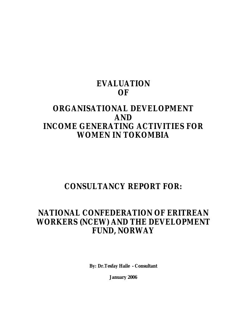 Forsiden av dokumentet Evaluation of Organizational Development and Income Generating Activities for Women in Tokombia
